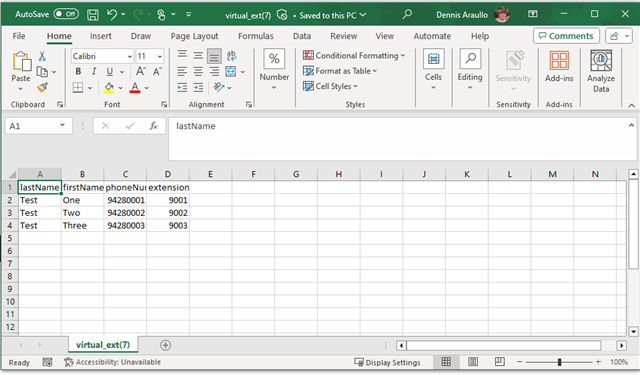 Xport Portal CSV File Template